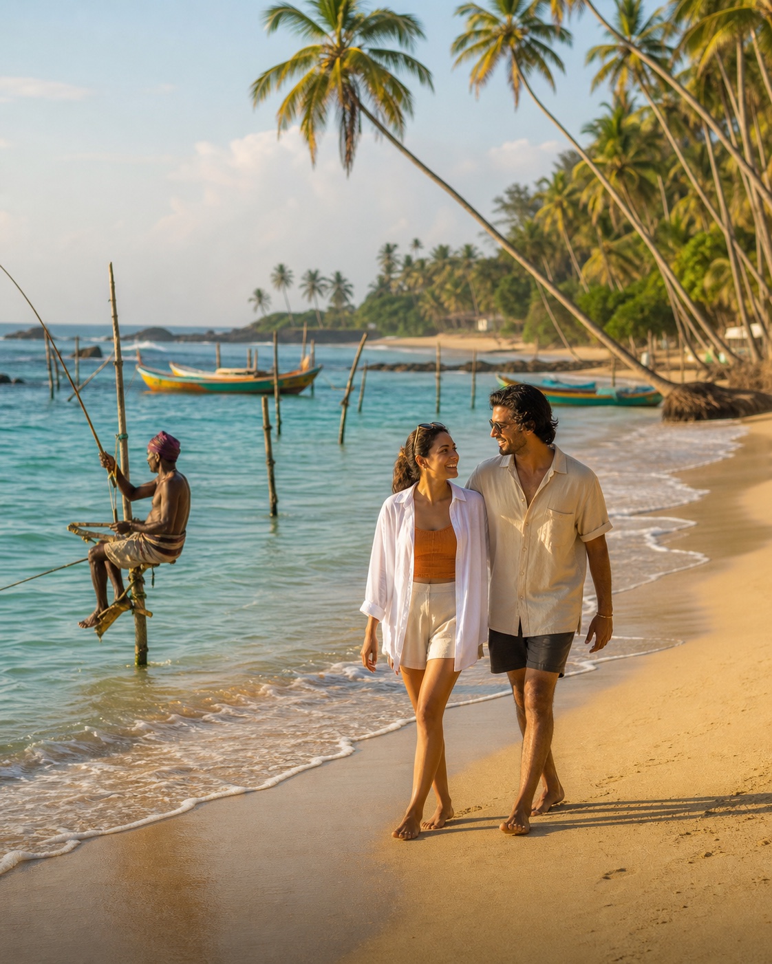 Travelers exploring Sri Lanka's colorful southern coast